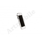 Бампер на iPhone 5/5S/SE, металлический, Newsh c кристаллами, серебристый, матовый