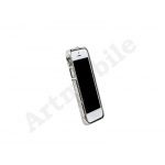 Бампер на iPhone 5/5S/SE, металлический, Newsh c кристаллами, серебристый