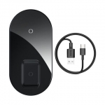 Беспроводное зарядное устройство Baseus Simple 2in1 Wireless Charger Pro Edition для iPhone / Airpods Pro Черное (WXJK-C01)