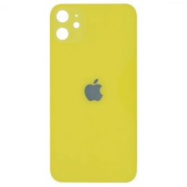 Задняя крышка для iPhone 11 , желтая,  с большими отверстиями под окошки камер, оригинал (Китай)