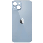 Задняя крышка для iPhone 14 Plus, голубая, Blue, с большими отверстиями под окошки камер, копия высокого качества
