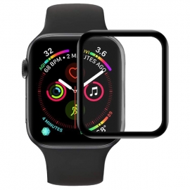 Защитная пленка для Apple Watch 1 / 2 / 3 38 mm, с черной рамкой, на весь дисплей, 3D, без упаковки, без салфеток