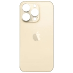 Задняя крышка для iPhone 14 Pro, золотистая, Gold, с большими отверстиями под окошки камер, копия высокого качества