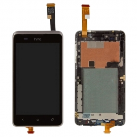 Дисплей для HTC Desire 400 Dual Sim/T528w One SU + touchscreen, черный, с передней панелью серебристого цвета