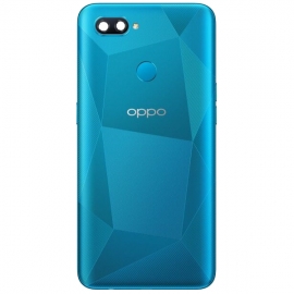Задняя крышка Oppo A12, голубая + стекло камеры