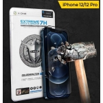 Защитная пленка для iPhone 12/12 Pro, с черной рамкой, на весь дисплей, противоударная, 2.5D, 7H, Extreme Shock Eliminator, 4th Generation, X-One 