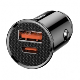 Автомобильное зарядное устройство Baseus Circular Plastic A+C 30W  PPS Car Charger Black (CCALL-YS01)