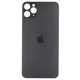 Задняя крышка для iPhone 11 Pro, серая, Space Gray,  с большими отверстиями под окошки камер, копия высокого качества