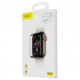 Защитная пленка для Apple Watch 4 / 5 / 6 / SE 44mm, с черной рамкой, на весь дисплей, 0.2mm, Full-screen Curved Tempered Glass Soft Screen Protector, Baseus (SGAPWA4-H01)