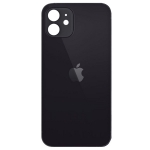 Задняя крышка для iPhone 12, черная,  с маленькими отверстиями под окошки камер, копия высокого качества