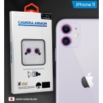 Защитная стекло сапфировое для объектива камеры для iPhone 11, с фиолетовой рамкой, Purple, 0.4mm, 9H, Camera Armor Lens Protector, X-One, комплект 2шт.