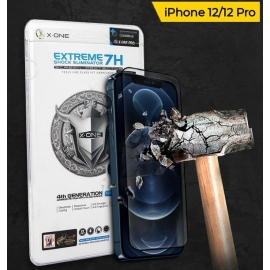 Защитная пленка для iPhone 12/12 Pro, с черной рамкой, на весь дисплей, противоударная, 2.5D, 7H, Extreme Shock Eliminator, 4th Generation, X-One 
