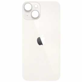 Задняя крышка для iPhone 14 Plus, белая, Starlight, с большими отверстиями под окошки камер, копия высокого качества
