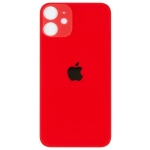 Задняя крышка для iPhone 12, красная,  с большими отверстиями под окошки камер, копия высокого качества