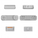 Комплект боковых кнопок корпуса для iPhone 5S, серебристый, полный комплект, 3шт.
