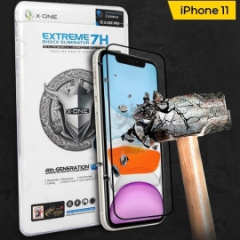 Защитная пленка для iPhone XR/11, с черной рамкой, на весь дисплей, противоударная, 2.5D, 7H, Extreme Shock Eliminator, 4th Generation, X-One
