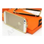 Бампер на iPhone 5/5S/SE, металлический, Hermes, золотистый с оранжевым