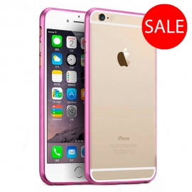 Металлический бампер для iPhone 6/6S Plus Cross 0,7 mm Metal Bumper темно-розовый