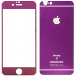 Защитное стекло для iPhone 6 /6S, переднее и заднее, с алюминиевой панелью, сиреневое