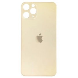 Задняя крышка для iPhone 11 Pro Max, золотистая, Matte Gold,  с большими отверстиями под окошки камер, копия высокого качества