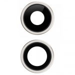 Стекло камеры для iPhone 11 , серебристое + кольцо, комплект 2 шт.