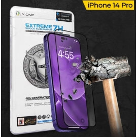 Защитная пленка для iPhone 14 Pro/15, с черной рамкой, на весь дисплей, противоударная, 2.5D, 7H, Extreme Shock Eliminator, 4th Generation, X-One