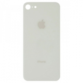 Задняя крышка для iPhone 8, белая,  с большими отверстиями под окошки камер, оригинал (Китай)