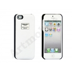 Чехол-накладка на iPhone 5/5S/SE, "LAMBORGINI", кожаный, белый