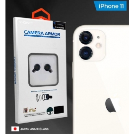 Защитное стекло сапфировое для объектива камеры для iPhone 11, с черной рамкой, Black, 0.4mm, 9H, Camera Armor Lens Protector, X-One, комплект 2шт.