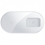 Беспроводное зарядное устройство Baseus Simple 2in1 Wireless Charger Pro Edition для iPhone / Airpods Pro Белое (WXJK-C02)