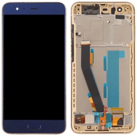 Дисплей для Xiaomi Mi 6 + touchscreen, синий, со шлейфом сканера отпечатка пальца (Touch ID) оригинал (Китай) с передней панелью золотистого цвета