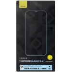 Защитное стекло для iPhone 14 Pro Max/15 Plus, с черной рамкой, на весь дисплей, с защитной сеткой для динамика, 0.3mm, 9H, Full-Coverage All-glass Tempered Glass Film (Dust-proof) Baseus (SGBL230302) комплект 2шт. + уст. рамка