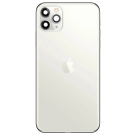 Задняя крышка для iPhone 11 Pro Max, серебристая, Matte Silver, в комплекте стекло камеры, оригинал (Китай)