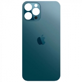 Задняя крышка для iPhone 12 Pro Max, синяя, Pacific Blue,  с большими отверстиями под окошки камер, оригинал (Китай)