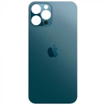 Задняя крышка для iPhone 12 Pro Max, синяя, Pacific Blue,  с большими отверстиями под окошки камер, оригинал (Китай)