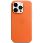 Кожаный чехол для iPhone 14 Pro Max Apple Leather Case with MagSafe (анимация) - Orange